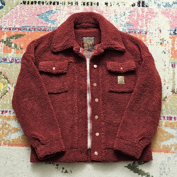 DIXXON Women's Petaluma Sherpa Jacket Oversized Small Button Down Red - Picture 2 of 14